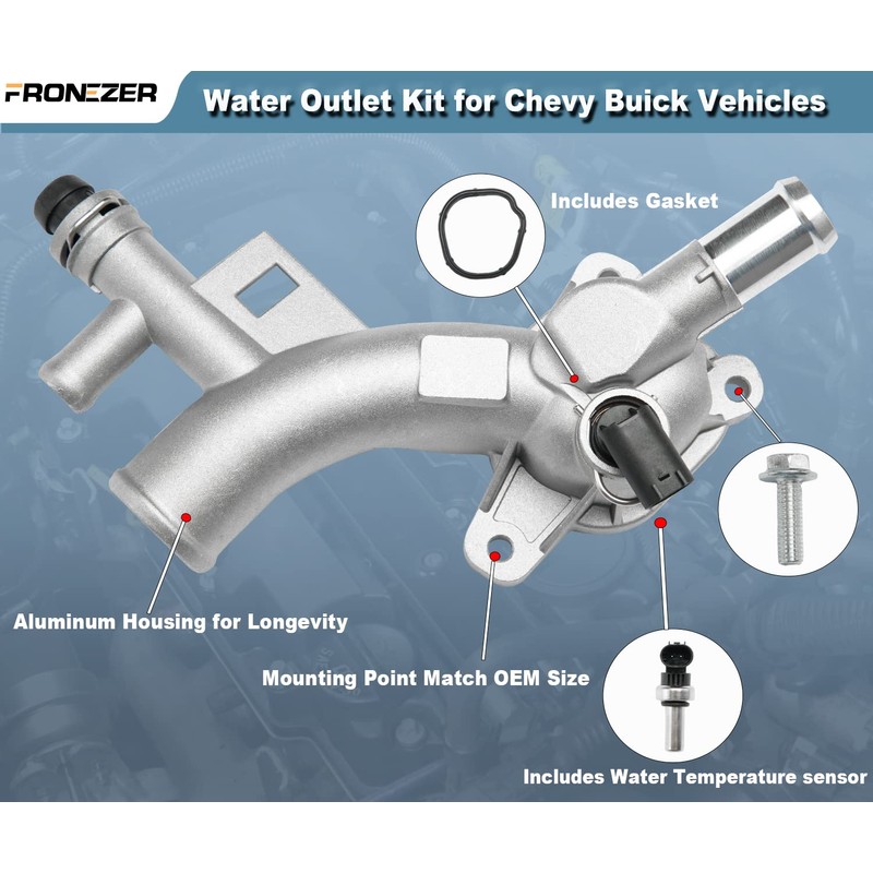 Aluminum Engine Coolant Thermostat Housing Water Outlet Compatible with 2011-2016