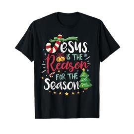 Bee Kind Christmas Apparel Co. Christian Jesus The Reason Christmas Stocking Stuffer Gift T-Shirt