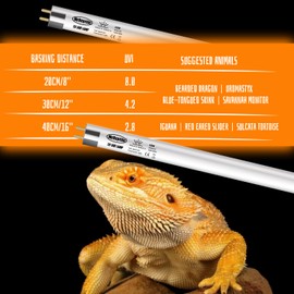 MRREPTILE T8 UVB Tube Light, 2-Pack 15W 10.0 UVB Lamp for Desert Reptiles, Bearded Dragon UVB Light Bar, L=18'', UVB Reptile Liner Light Tubes