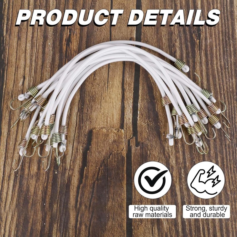 12 Inch White Bungee Cords 10 Pcs Elastic Rope Rubber