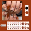 24Pcs Thanksgiving Pumpkin Press on Nails Medium Almond Fake Nails