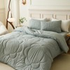 CLOTHKNOW Grayish Blue Twin Comforter Set - 3Pcs Daisy Puff