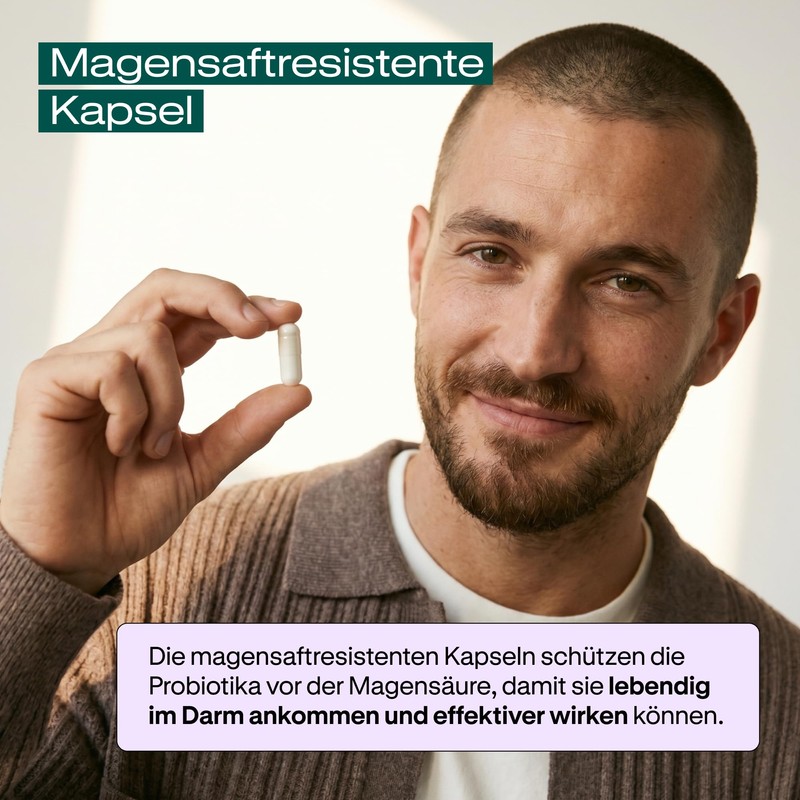 Probiotika für Männer | Hochdosiert 6 Mrd KBE–120 magensaftresistente Kapseln