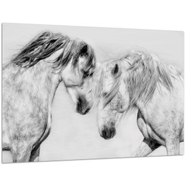 Empire Art Direct "Caballo Blanco Equine Frameless Free Floating Tempered Glass Panel Graphic Wall Art, Ready to Hang, Living Room, Bedroom & Office, 32" x 48" x 0.2"