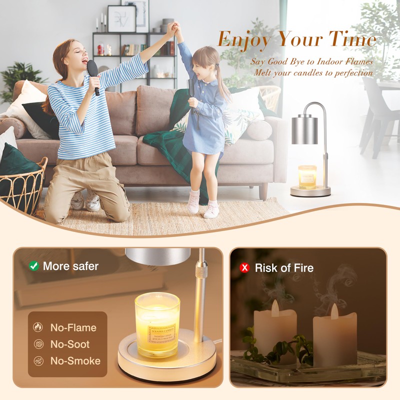 CASTLELIFE Candle Warmer Lamp with Timer & Dimmer, Height Adjustable