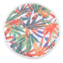 Round Beach Towel Blanket Circular Beach Tassels Blanket Oversized Picnic Mat for Kids1#