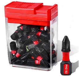 Premium Box of 30 Phillips PH2 Impact Rated 25mm Screwdriver Bit Set with Storage Container, PH2 S2 Bits
