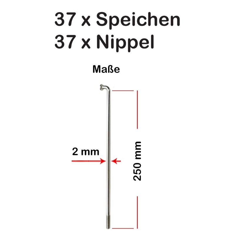 Set 250 mm Speichen Spokes Silver Chrome 2 mm including