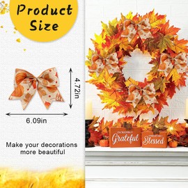 Hying 10PCS Fall Bows for Wreath, Linen Plaid Pumpkin Harvest Wreath Bows for Thanksgiving Décor, Thanksgiving Bows for Front Door Indoor Outdoor Wall Tree Topper Autumn Decoration Supplies Ornament