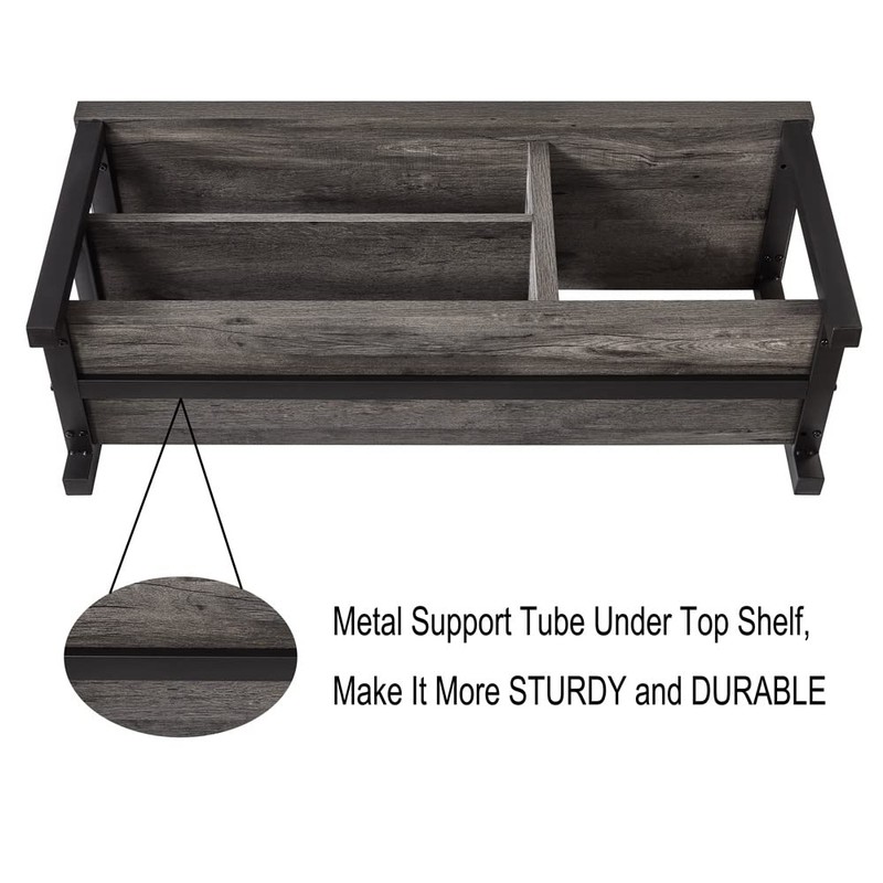 EXCEFUR Industrial Entryway Bench, Rustic Indoor Shoe Boot Storage Bench