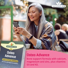 Natures Aid Osteo Advance with MenaQ7® – High Strength Bone & Joint Support Supplement – Calcium, Magnesium, Vitamin D3 & K2 – Vegan, Gluten Free, Non-GMO – 60 Tablets