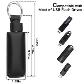 CaSZLUTION Microfiber Leather USB Flash Drive Case - Anti Lost USB Flash Drive Holder Protective Cover with Keychain, Small Portable Storage Carrying Case for USB Flash Drive (1PC, Black)