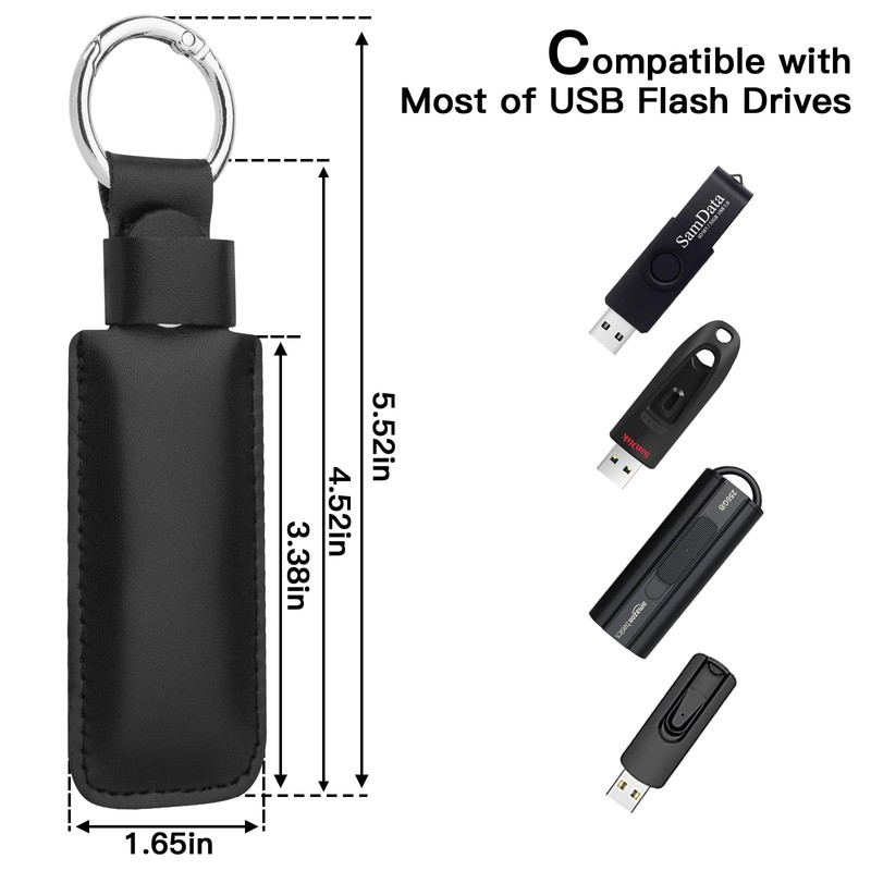 CaSZLUTION Microfiber Leather USB Flash Drive Case - Anti Lost