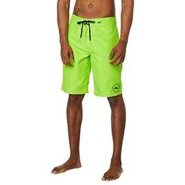 O'NEILL Men's 21 Inch Solid Boardshorts - Water Resistant Swim Trunks for Men with Quick Dry Stretch Fabric and Pockets,Neon Green-34