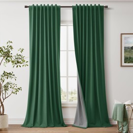 Joywell Green 100% Blackout Curtains 96 inches Long 2 Panels Set Room Darkening Curtains for Bedroom Living Room Thermal Insulated Light Blocking Window Curtain Back Tab with Hooks 52x96 inches