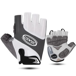 CXWXC Cycling Gloves, Summer, Finger Cut, Cycling Gloves, Gel Pad, Shock Absorption, Mesh Specifications, Breathable, Anti-Slip, Easy to Put on and Take off, Sweat Absorbent, Quick Drying, Unisex