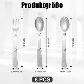 6 Pieces Folding Spoon Fork Spork Camping Cutlery for On the Go Cutlery Outdoor Cutlery to Go Camping Cutlery to Take Away Spoon Cutlery Set Plate Set Cutlery Set Cutlery Set Camping Cutlery Set