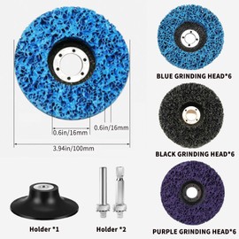 NCCHDZSW CSD Sanding Disc, 19 Pieces, 50 mm, Coarse Cleaning Disc, Cleaning Disc Set, Coarse Grinding Disc for Rust Removal or Polishing Surface Processing (3 Colours)