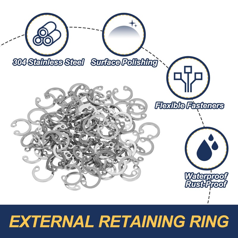 PATIKIL 100 Pcs 10mm ID Internal Retaining Rings E-Clip Snap
