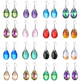SAMOCO Juego de 16 pares de aretes colgantes para mujer, diseo de lgrima, aretes de gancho hipoalergnicos