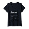 Womens Carmela Name Definition Funny Dictionary V-Neck T-Shirt