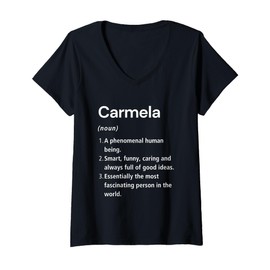 Womens Carmela Name Definition Funny Dictionary V-Neck T-Shirt