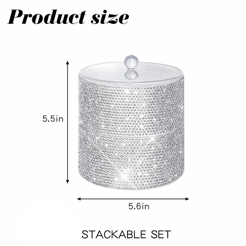 Svpolns Bling Round Dispenser Stackable Apothecary Jar with Clear Lid