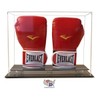 Clear Acrylic Boxing Glove Display Case, UV Protection, Black Base,