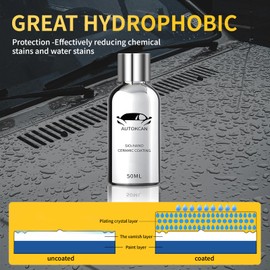 Autokcan Nano Ceramic Coating for Cars, 10H High Gloss 50ML Anti-Scratch SiO2 Ceramic Coating High Hydrophobic Mirror Paint Sealant Protection with Gloves