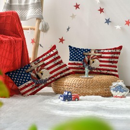 AVOIN colorlife 4th of July Patriotic Stars Eagle Wreath Throw Pillow Cover, 12 x 20 Inch Memorial Day Independence Day Stripes America Flag Decor Cushion Case for Sofa Couch Set of 2