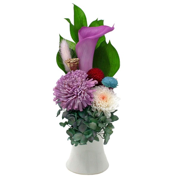 A&K Yuu Preserved Flower with Vase (Buddha Flower / Exclusive Clear Case), Obon Festival, Offering, Buddhist Altar, Sympathy, First Bon, Shinbon