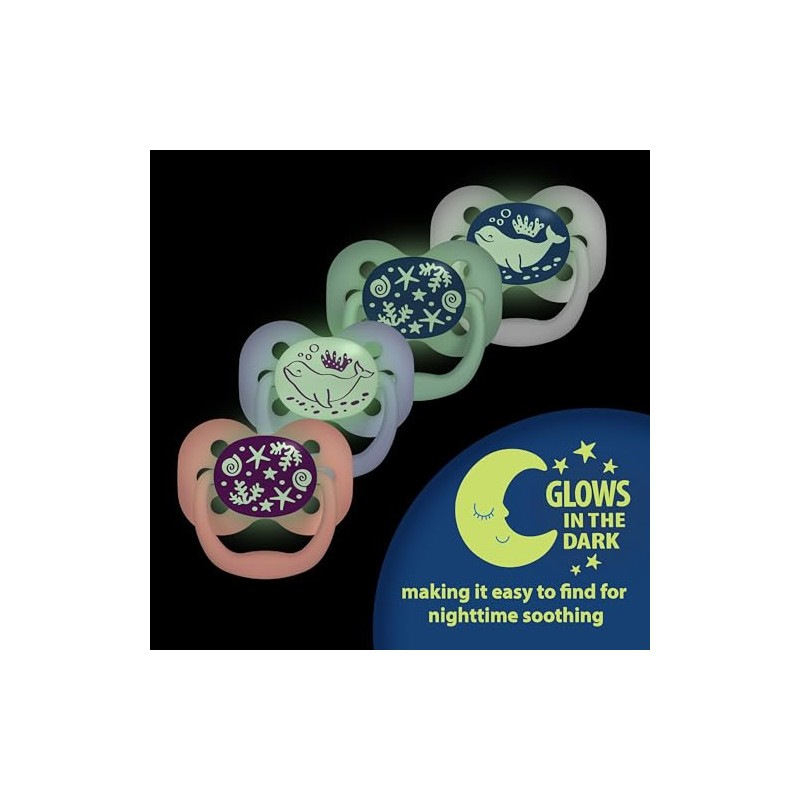 Dr. Brown's Advantage Glow-in-The-Dark 2 Piece Stage 1 Pacifiers, Blue,