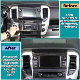 Hudiriy Car Car Navigation Screen Frame Trim Cover Decorative Compatible with Nissan Titan 2016-2019 Center Navigation Decorative Frame Interior Accessories (ABS，Carbon Fiber Pattern,for2016-2019)