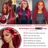 200% Density 32Inch 99j Burgundy Lace Front Wigs Human Hair