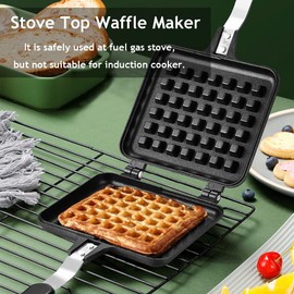 Non-Stick Waffle Iron, 30 x 14.5 cm Sandwich Maker with Long Handle, Waffle Maker, Waffle Baking Mould, Non-Stick Coated Removable Plates