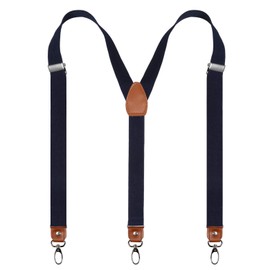 Alizeal - Tirantes de 1 pulgada con articulación de piel y 3 ganchos giratorios para hombre, Marino, 43.7"(L)*1"(W)