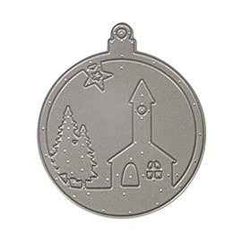 Rayher Cutting Dies Christmas Bauble Church, 6.5 cm Diameter, for Paper Design, Card Making, Scrapbooking and Much More, Embossing Folder Christmas, Steel, 50235000, Natural