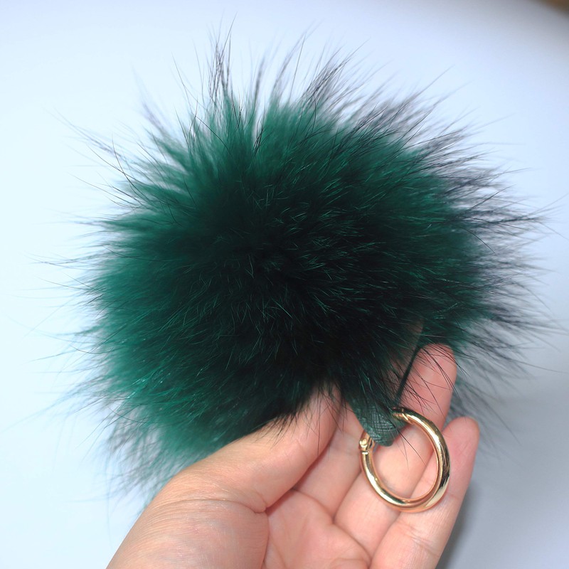 [Fosrion] Large Genuine Raccoon/Fox Fur Pom Pom Keychain Bag Charm