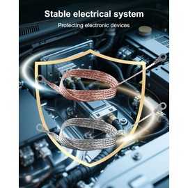 18 Pcs Automotive Ground Straps Fit for Cars Most Universal Engine Ground Wire Strap Kit with Ring Terminals, 10 15 20 Inch