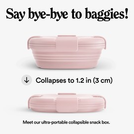 STOJO Jr Collapsible Box for Kids - Carnation Pink, 24oz - Leak-Proof Reusable Silicone Travel Bowl for Hot & Cold Food - For Home, On-The-Go Camping & Hiking - Microwave & Dishwasher Safe