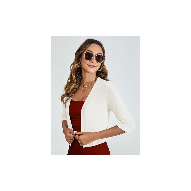 Heymoments Women's Thin Shrugs for Dresses White Large Open Front