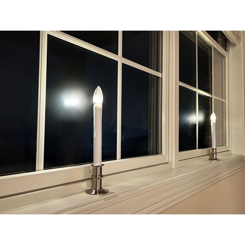 612 Vermont Ultra-Bright LED Window Candles with Timer, Battery Operated,