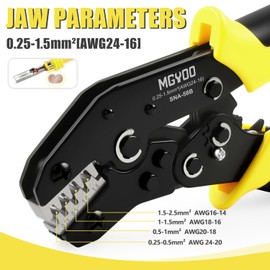 MGYOO Wire Crimping Tool Open Barrel Terminals Ratchet Wire Crimper for Molex Style Deutsch Pin DELPHI AMP Dupont JST TYCO Connectors 24-14 AWG