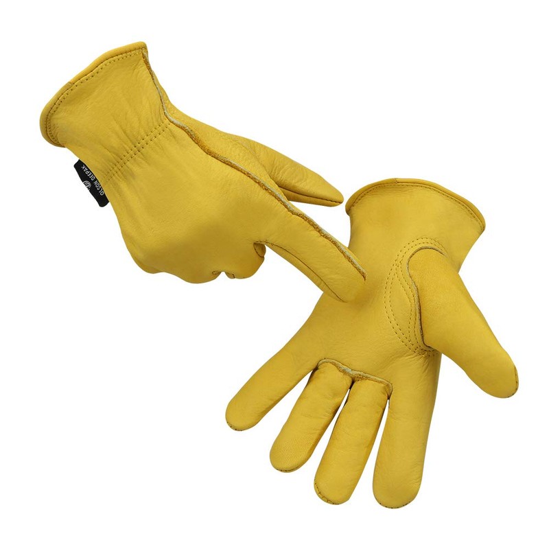OLSON DEEPAK Leather Work Gloves for Driver/Motorcycle/Hunting/Riding/Yardwork/Farm-Soft and Perfect Fit