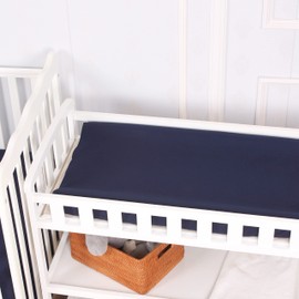 CaSaJa Diaper Changing Pad Cover for Baby Boys Set of 3, Snug Fit 4-Sided Contoured Changing Table Pad 16x31 16x32, Fitted Change Pad Sheet Navy Gray, 100% Silky Soft Breathable Microfiber