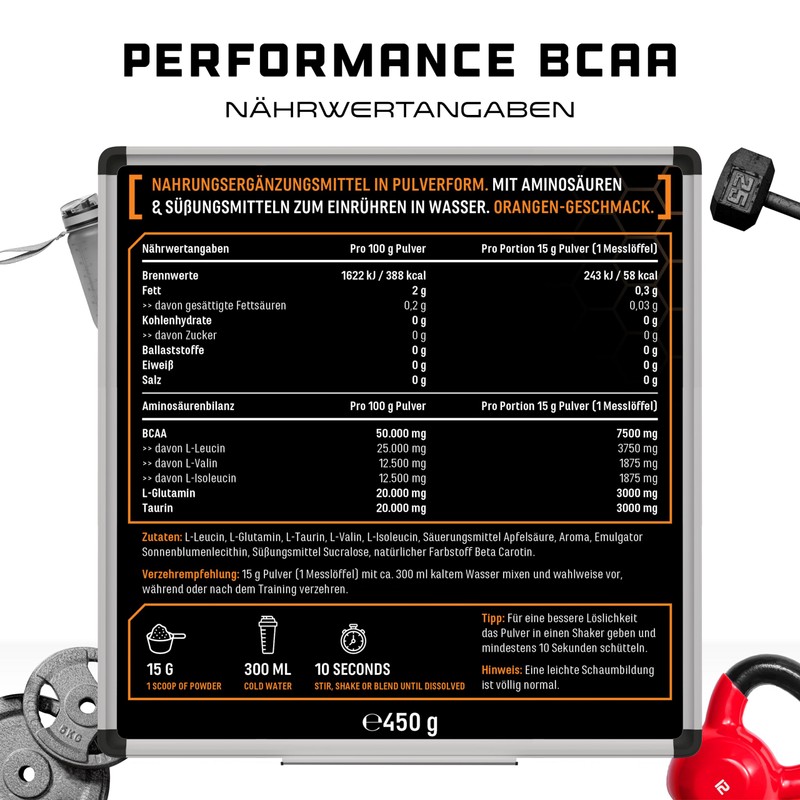 BCAA 450 g Powder - Instant BCAAs + L-Glutamine +