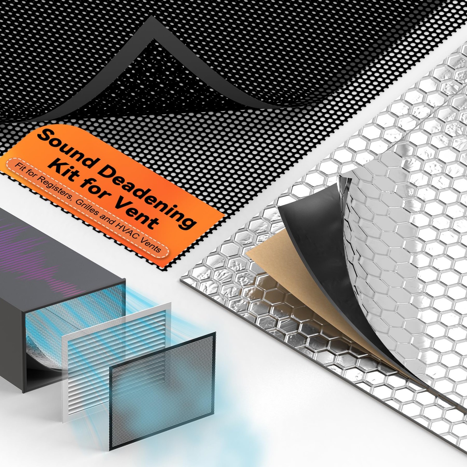 GCGOODS Sound Deadening Mat & Air Vent Mesh Cover, Sound Proofing Kit ...