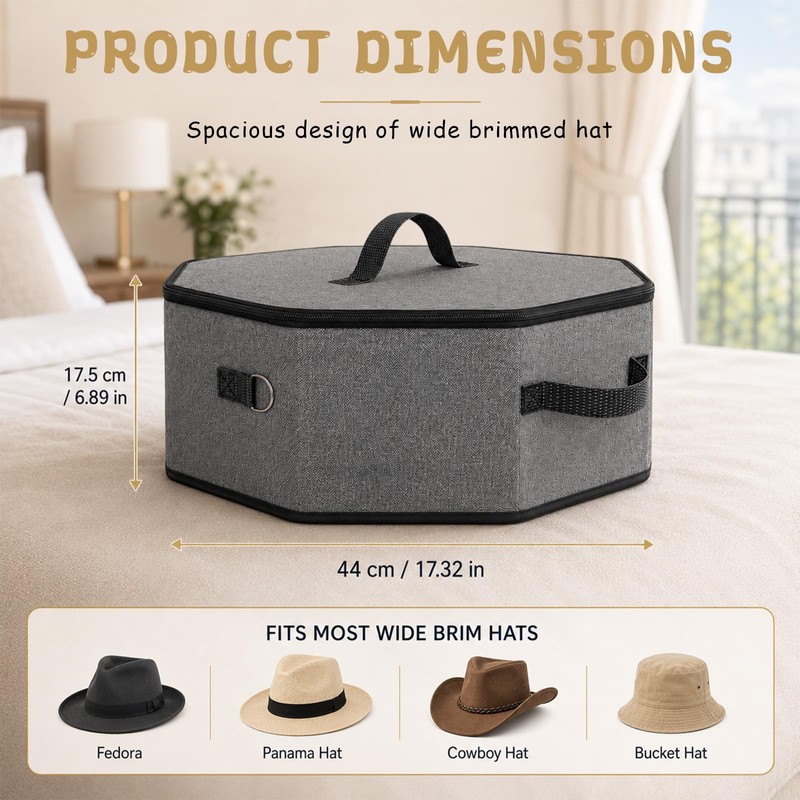 Dexpally Hat Boxes with Lids, Hat Storage Box for Travel,