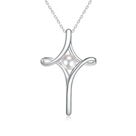 BEILIN Cross Necklace for Women 925 Sterling Silver Celtic Cross Pendant with Birthstone Small Christian Faith Jewelry Baptism Gifts