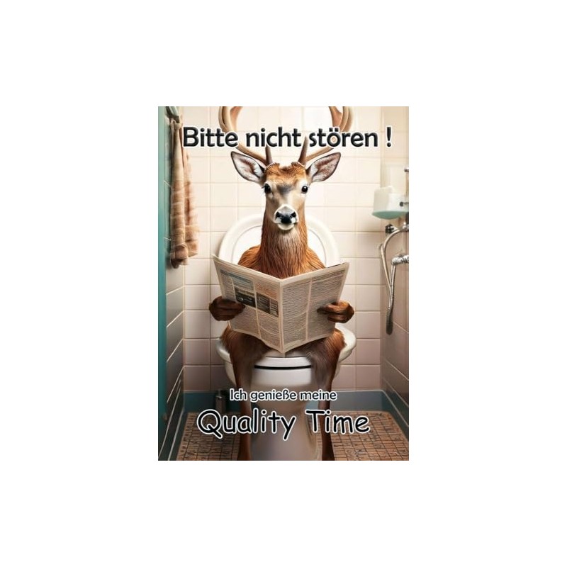 Blechschild Humor Aluminium 20x30cm - auf der Toilette mit Zeitung